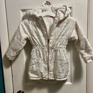 Girls White and Gold Winter Coat